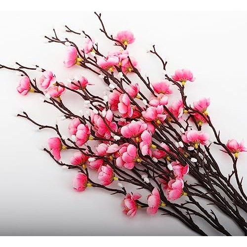 Lgege Juego De 6 Flores Artificiales De Ciruelo Rosa, Ramo D
