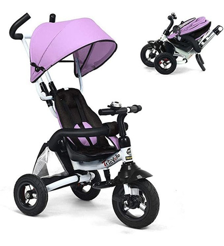 Costzon Baby Tricycle, 6-in-1 Foldable Steer Stroller, Lear.