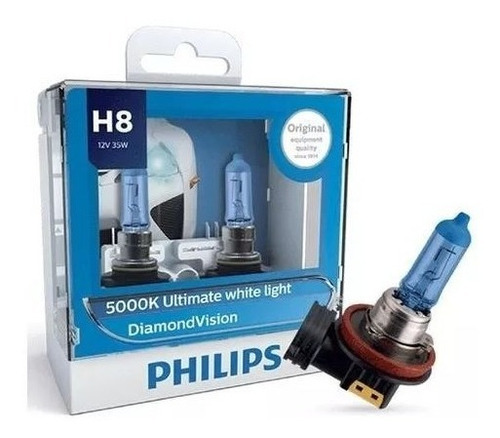 100% Original Philips H8 Diamond Vision 5000k Garantia