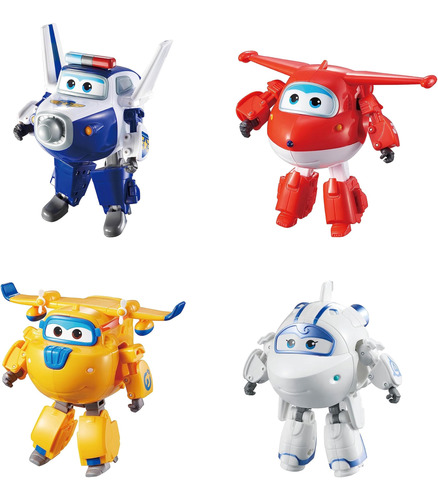 Super Wings 5 ??personajes Transformadores, Paquete De 4, Co