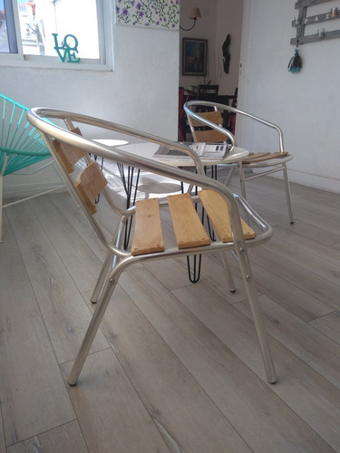 Silla Aluminio Y Madera Apilable