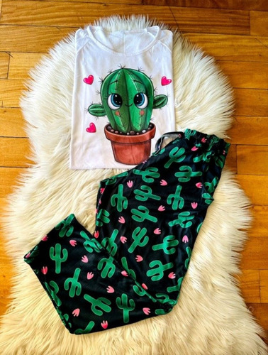 Pijama Animado Unisex Modelo Cactus - Talles 36 Al 50