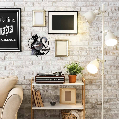 Reloj De Acrilico Para Pared Diseño Gato Name