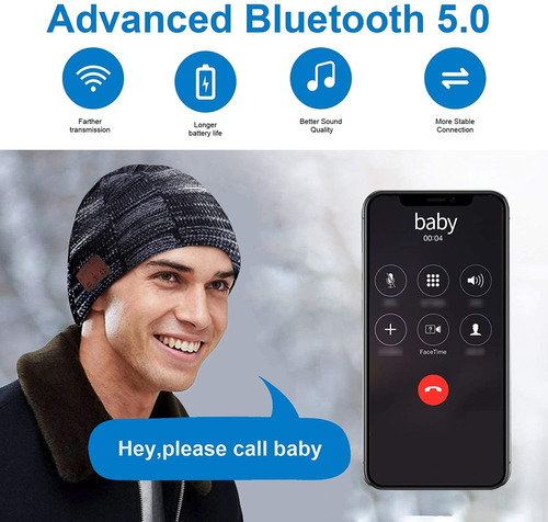 Gorro De Punto Inalámbrico Bluetooth V5.0 De Blueresy, Con A