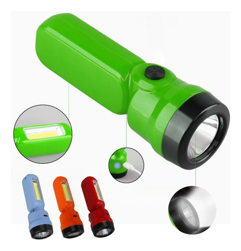 Linterna Led, Mini Linterna De Carga Usb Con Luces Laterales
