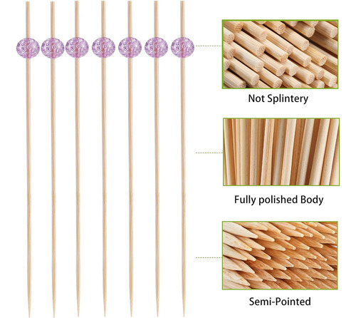 200 Unidades De Palhetas De Coquetel: Espetos De Bambu Para