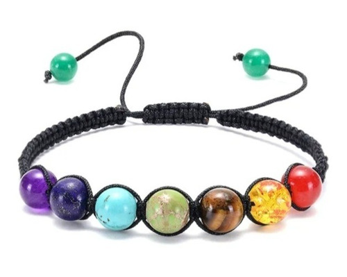 Pulsera 7 Chakras Onix Ajustable Incluye Caja!!