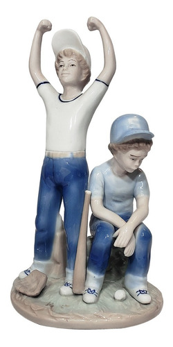 Antigua Figura Porcelana, 1989, Niños Béisbol Paul Sebastian