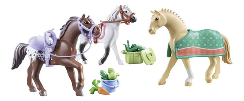 Juego Playmobil Tres Caballos Con Sillas