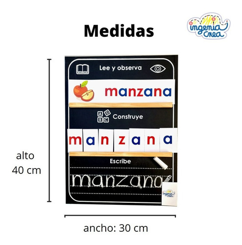 Abecedario Montessori Ingeniacrea Tablero Didáctico+tarjetas