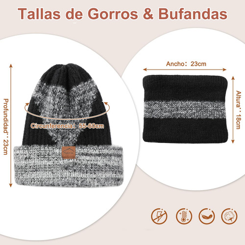 Gorro De Punto Invierno Cálido Conjunto De Gorro Y Bufanda