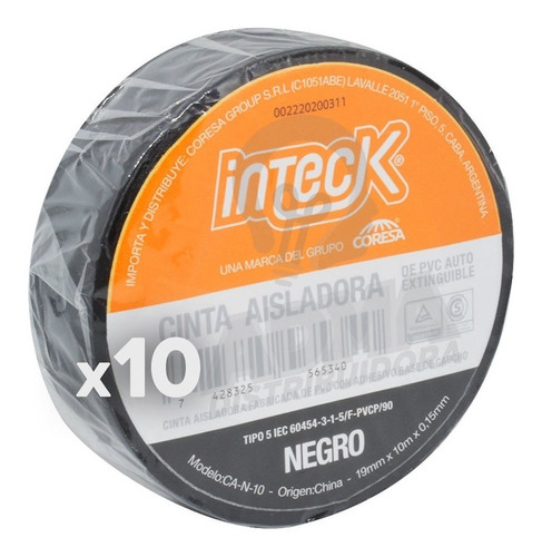 Cinta Aisladora Negro Pvc 18mm X 10 Metros X10