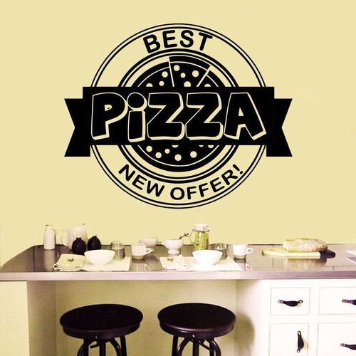 Vinilo Decorativo Best Pizza New Offer Pared Mas Diseños 4u