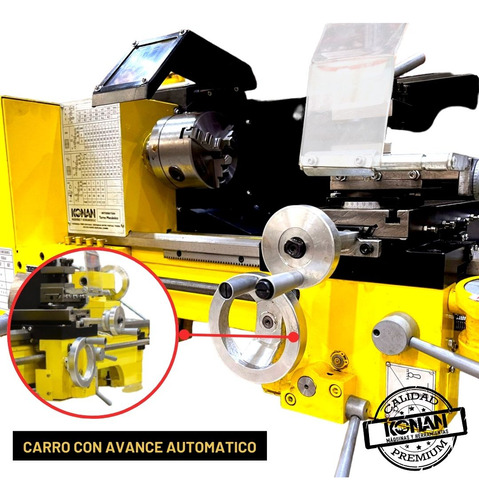 Torno Paralelo 750mm 230mm Volteo 1hp Konan Caja Norton