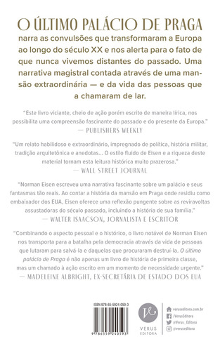O último palácio de Praga, de Eisen, Norman. Editorial Verus Editora Ltda., capa mole em português, 2022
