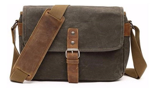 Imagen 3 de 10 de Morral Vintage Elite Porta Camara - Cuero Y Lona Encerada T4
