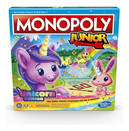 Monopoly Junior: Juego De Mesa De Edición Unicornio Para 2-4