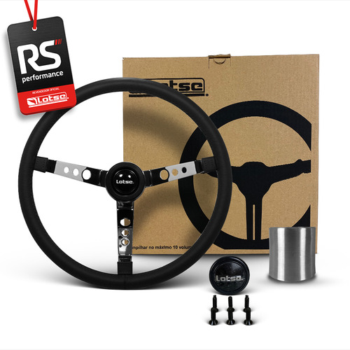 Volante Big Block S Clássico Em Couro Preto + Cubo Alumínio