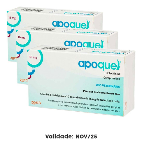 Kit3 Apoquel Dermatológico Anti Coceira16mg Original Zoetis 