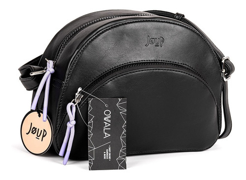 Imagen 5 de 6 de Cartera Bandolera Negra Mujer Cuero Sintetico Joup Bolsillos