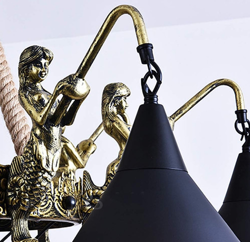 Candelabro Retro Industrial - Lámpara Colgante 6 Focos Negro