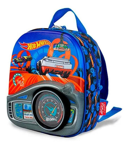 Mochila Infantil Maxtoy Hot Wheels Painel Azul