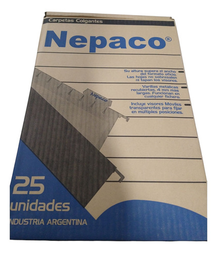 Carpeta Colgante Nepaco Oficio X 25 Unidades 1ra Calidad Azul Marino