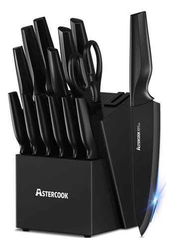 Astercook Juego De Cuchillos De Cocina Con Bloque De Afilado