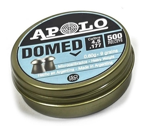 Balines Apolo Domed 4.5 X 500 Unid 9 Grains Aire Comprimido