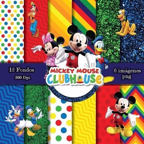 Kit Imprimible Mickey Y Sus Amigos 02- 12 Fondos 6