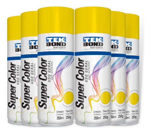 Tinta Spray Tek Bond Amarelo Uso Geral 350ml Emb. C/ 06