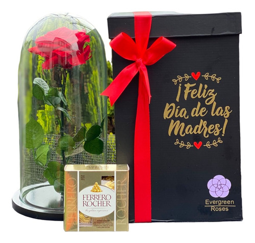  Rosa Preservada Cúpula Caja Regalo Ferrero Dia De La Madre