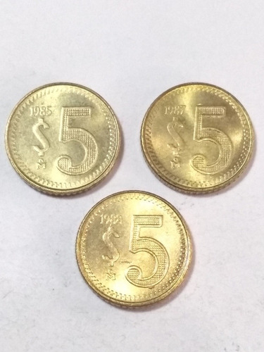 Monedas $5 Monograma 3 Piezas Nuevas Años 80´s  Envio $60