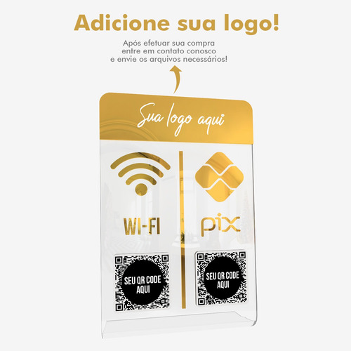 Placa Pix Wi Fi Qr Code Decoração Balcão Acrilico Espelhado