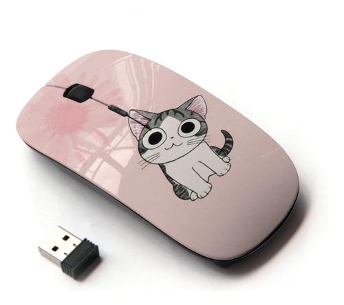 Kawaiimouse [ratón Inalámbrico Óptico 2.4g] Lindo Gato Rosa 