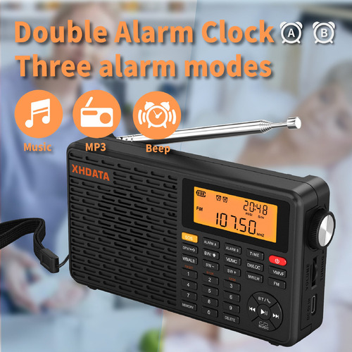 Rádio Dsp Portátil Xhdata D-109wb Alto-falante Fm/mw/sw/lw