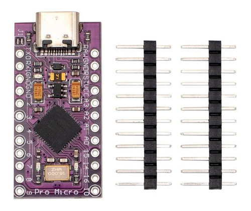 Pro Micro Atmega32u4 Tipo C Morado 5v/16mhz