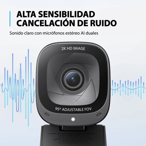 Imagen 8 de 10 de Cámara Web Webcam Anker C200 2k Usb Microfono Doble Pc Mac