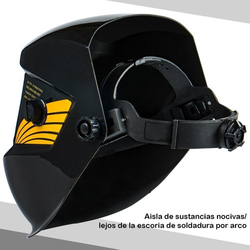 Máscara Careta Soldar Fotosensible Cinta Acolchada Color Negro