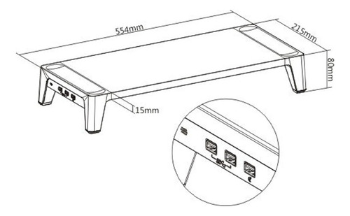 Base Elevador De Monitor Macrotel Mvstb145 + Puertos Usb 3.0