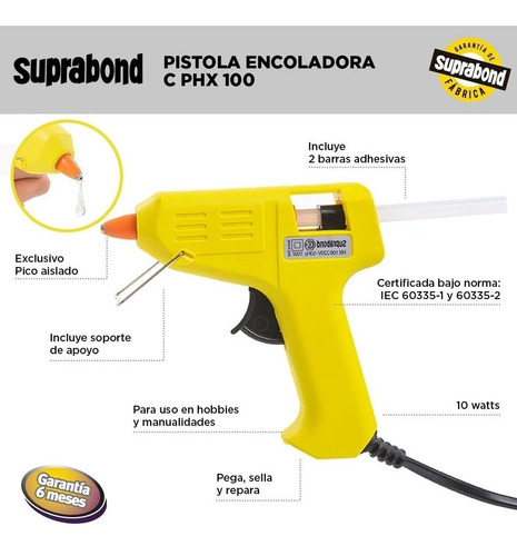 Pistola Encoladora Silicona Suprabond + 25 Barras Gavatex