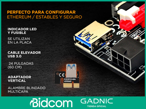 Kit X 10 Riser Ver 009s 6pin 16x Usb Eth Btc Cripto Mineria