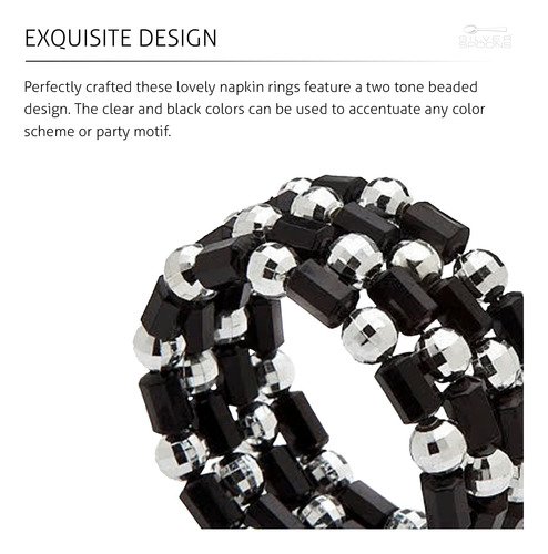 Juego De 6 Servilleteros Elegantes Negro Plateado Para Event