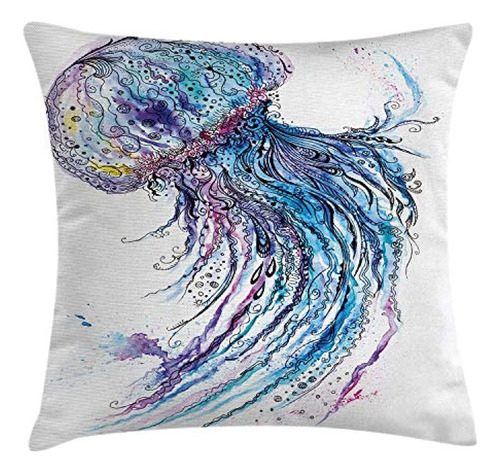 Ambesonne Jellyfish Throw Pillow Cushion Cover, Aqua Colors 