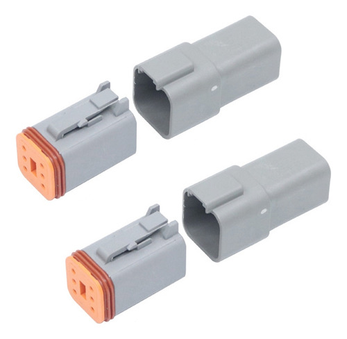 2 Unidades Dt04-6p/dt06-6s Con Conector Impermeable De Cobre