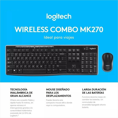 Combo Inalámbrico Teclado Multimedia Y Mouse, Logitech Mk270
