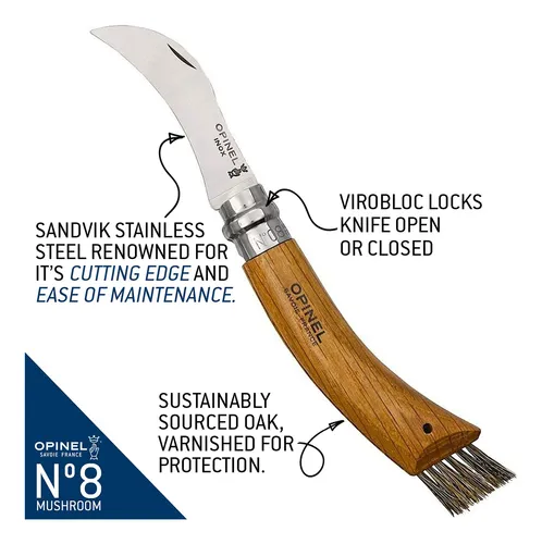 Opinel No.8 - Cuchillo Plegable De Hongos - Cuchillo De Forr