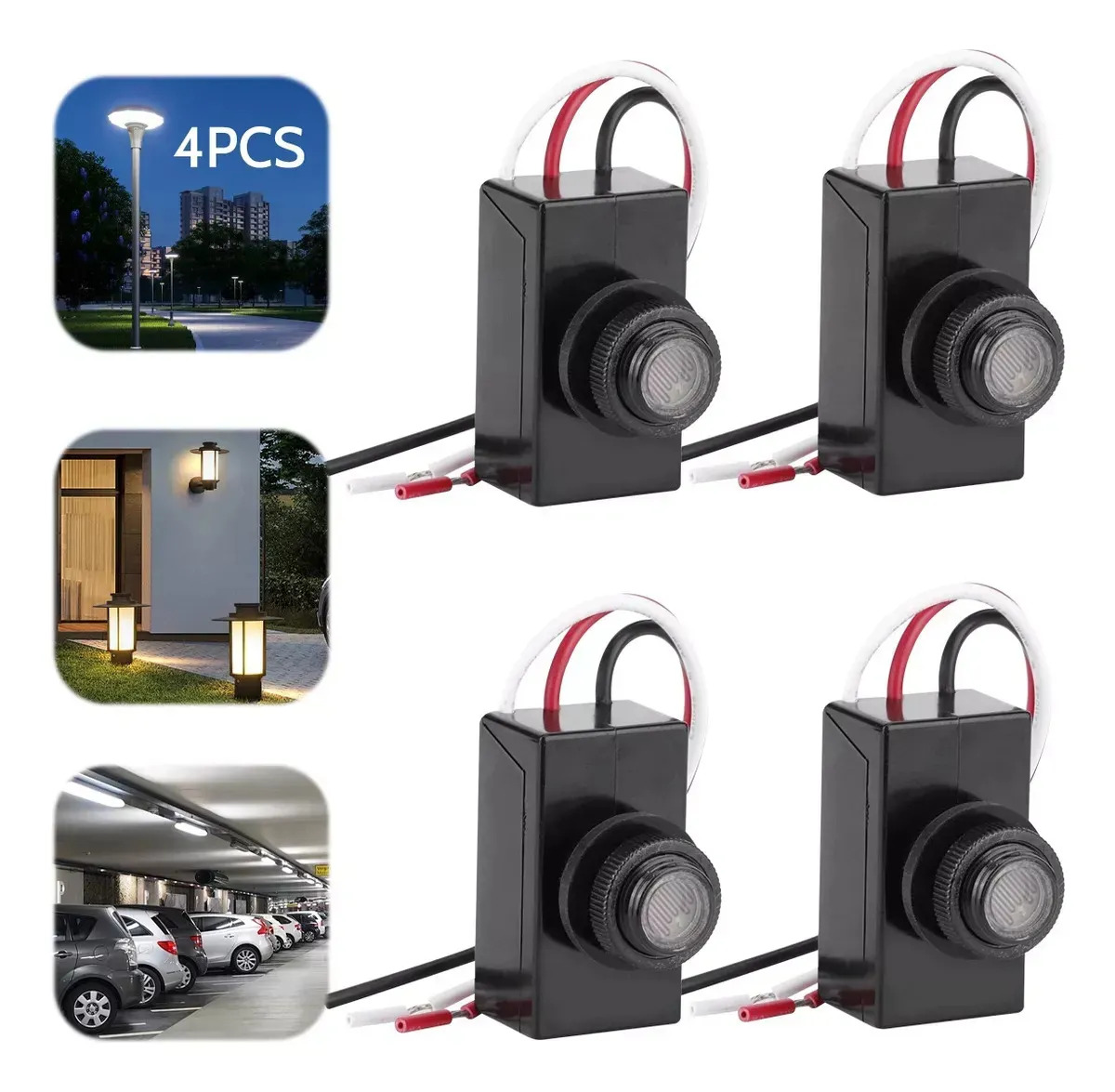 4pcs Bombillas eléctricas de fotocélula LED Uso externo