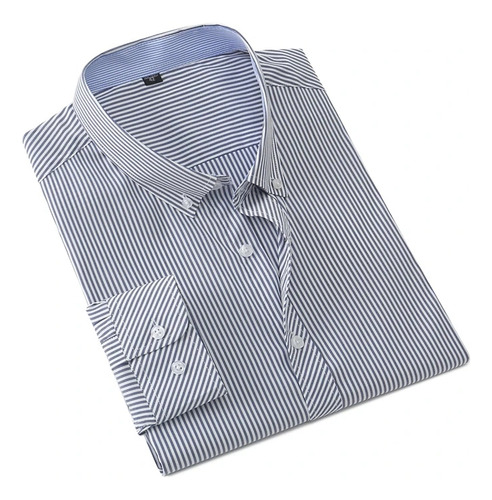 Camisa A Cuadros Finos Para Hombre De Talla Grande, Más Tela