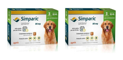 Combo 2 Caixas Simparic 80 Mg 20,1 A 40 Kg Original 